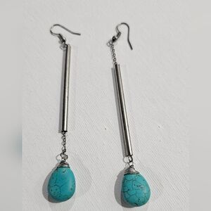 Silver and Turquoise TearDrop Earrings